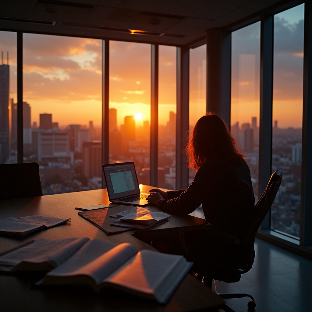 Ambiente formativo professionale con luce calda e atmosfera di concentrazione