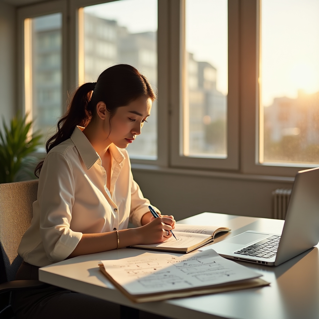 Professionista che riflette su come strutturare i propri contenuti formativi